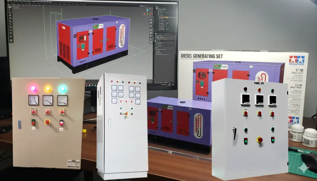 panel ats amf sinkron powerline genset